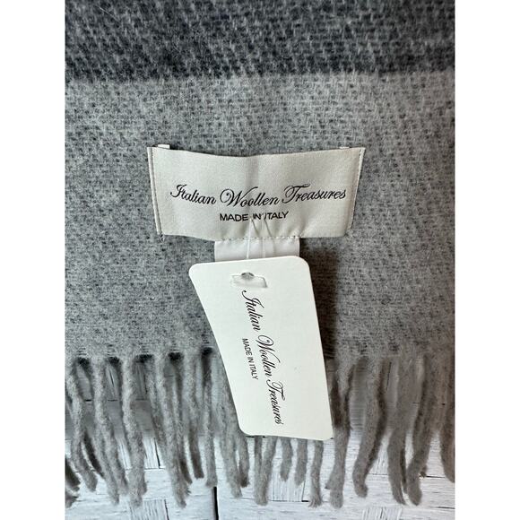 Italian Woolen Treasures Made in Italy wool gray scarf cozycore soft neutral - Picture 3 of 9